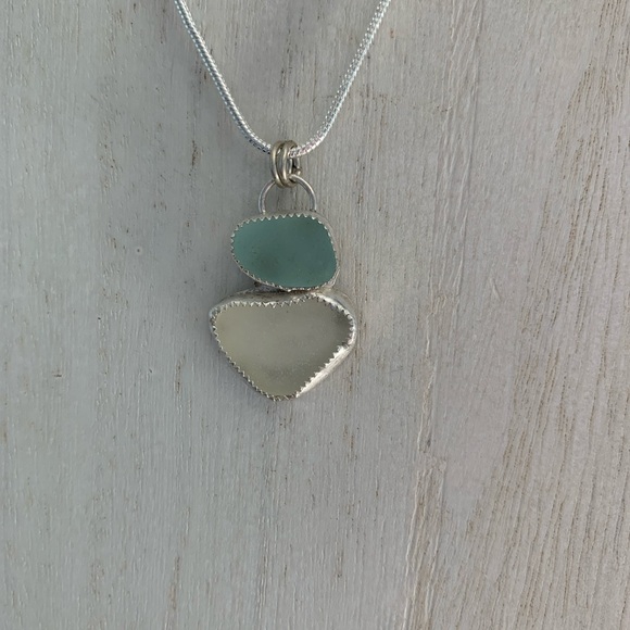 Authentic Caribbean seaglass pendant sterling - Picture 4 of 7